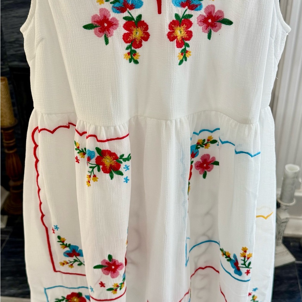 Savanna Jane Floral Embroidered Handkerchief  White Dress